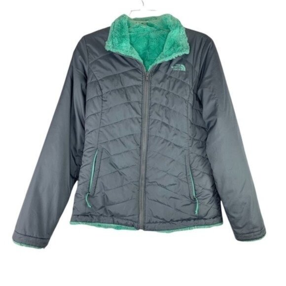 The North Face Jackets & Blazers - North Face Reversible Jacket Grey Exterior and Teal/ Mint Osito Full Zip